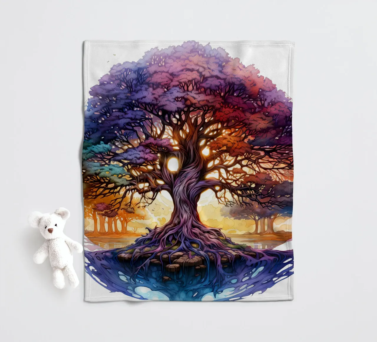 Albero della vita colorato coperta in pile da Spiritual Touch