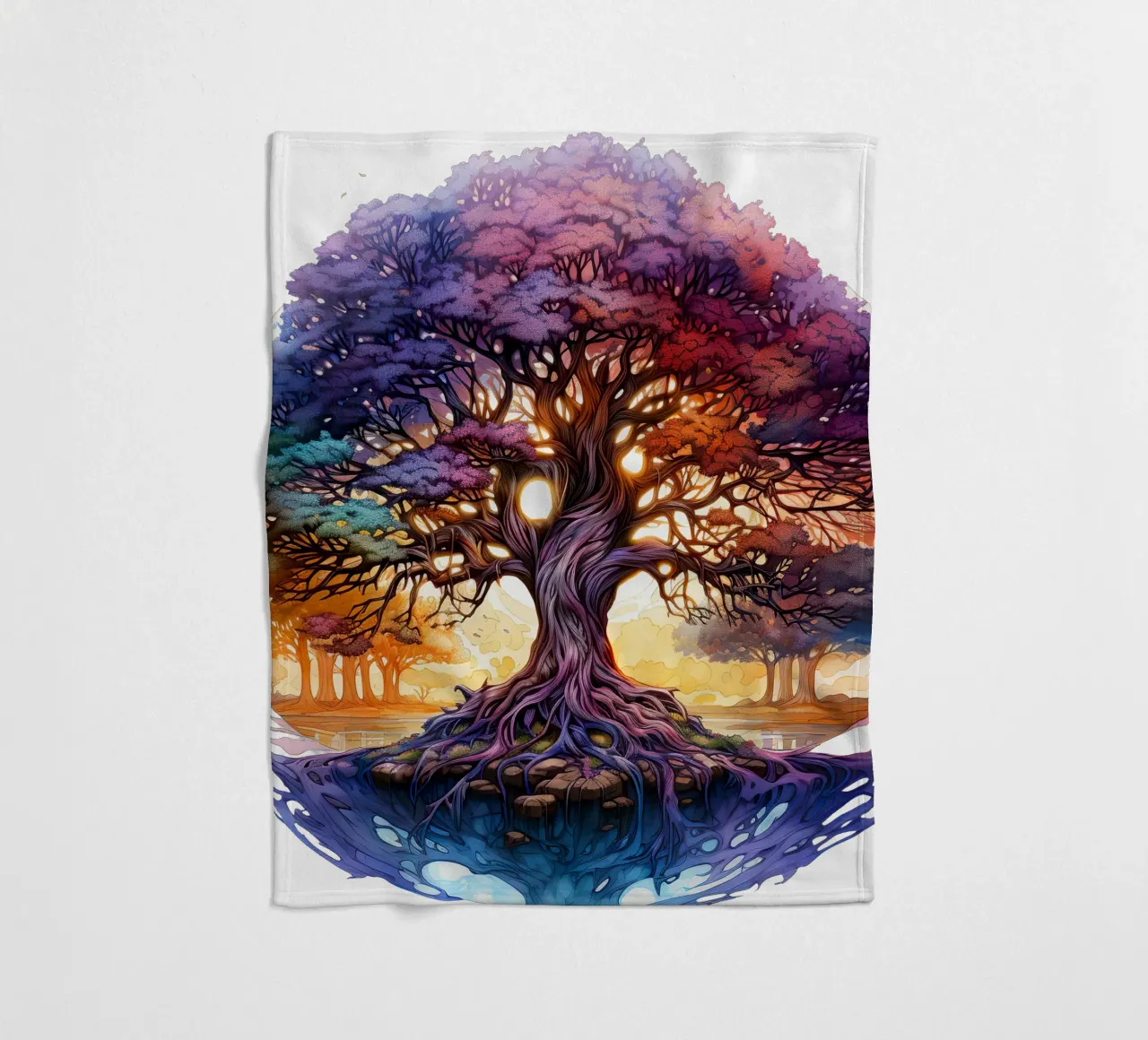 Albero della vita colorato coperta in pile da Spiritual Touch