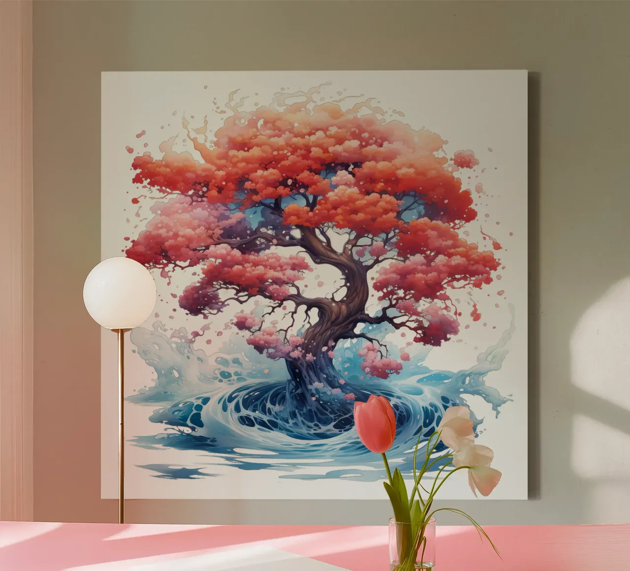 Albero della vita colorato tela con Cornice a cassetta da Spiritual Touch