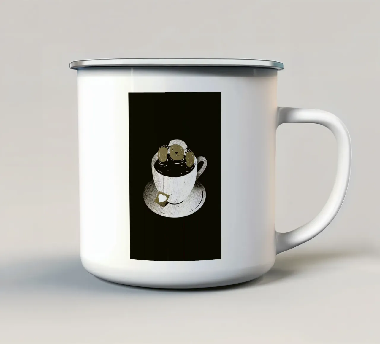 Monday Bath Sloth Coffee tazza in smalto da Tobe Fonseca