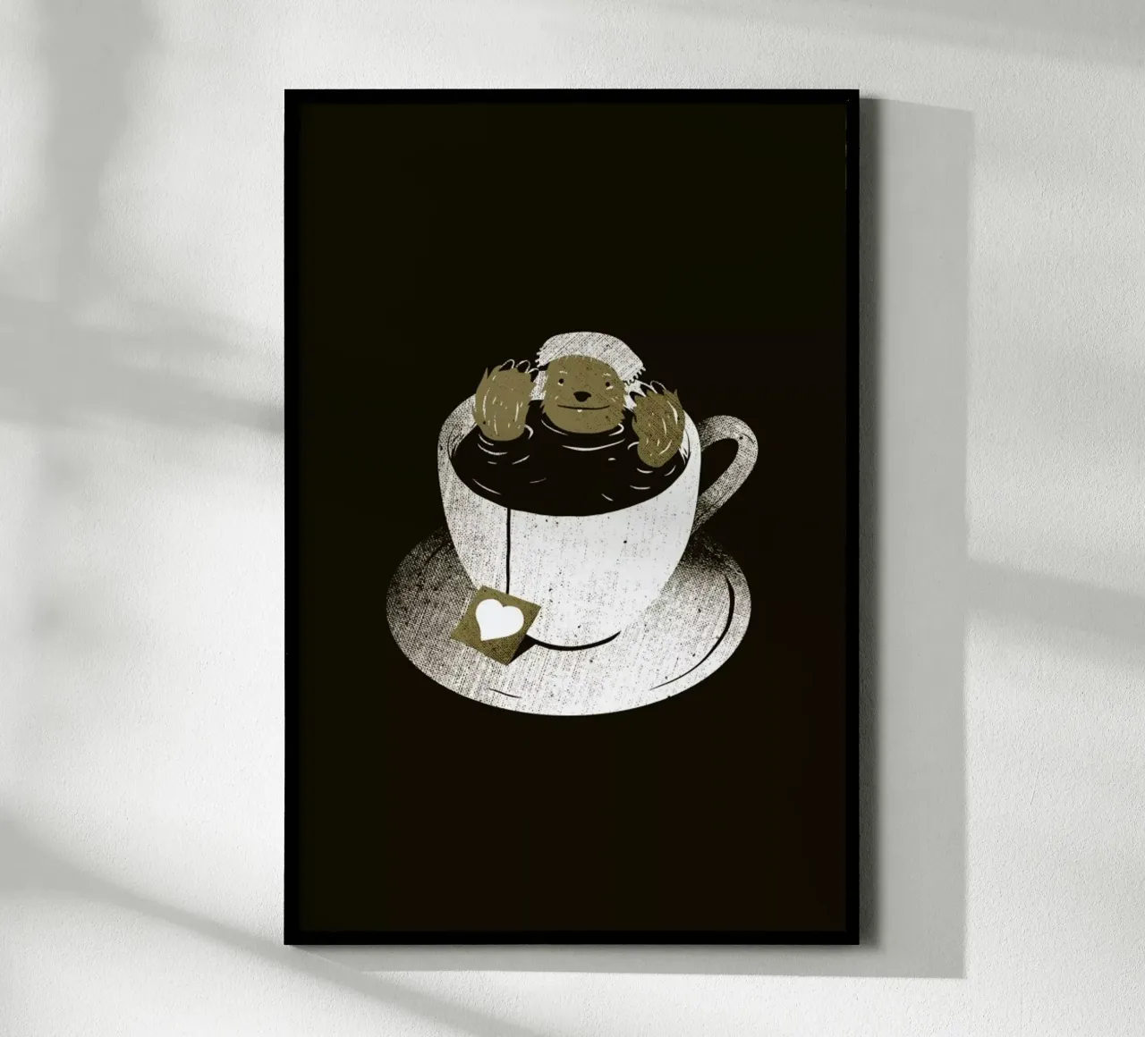 Monday Bath Sloth Coffee poster con telaio in legno da Tobe Fonseca