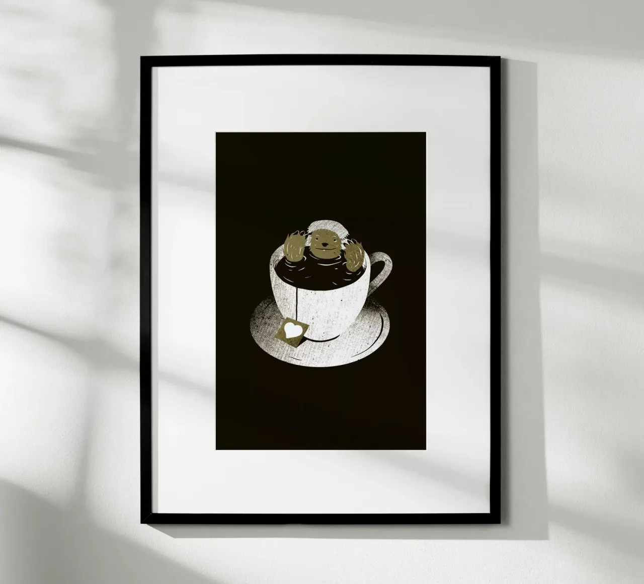 Monday Bath Sloth Coffee poster con telaio in legno da Tobe Fonseca