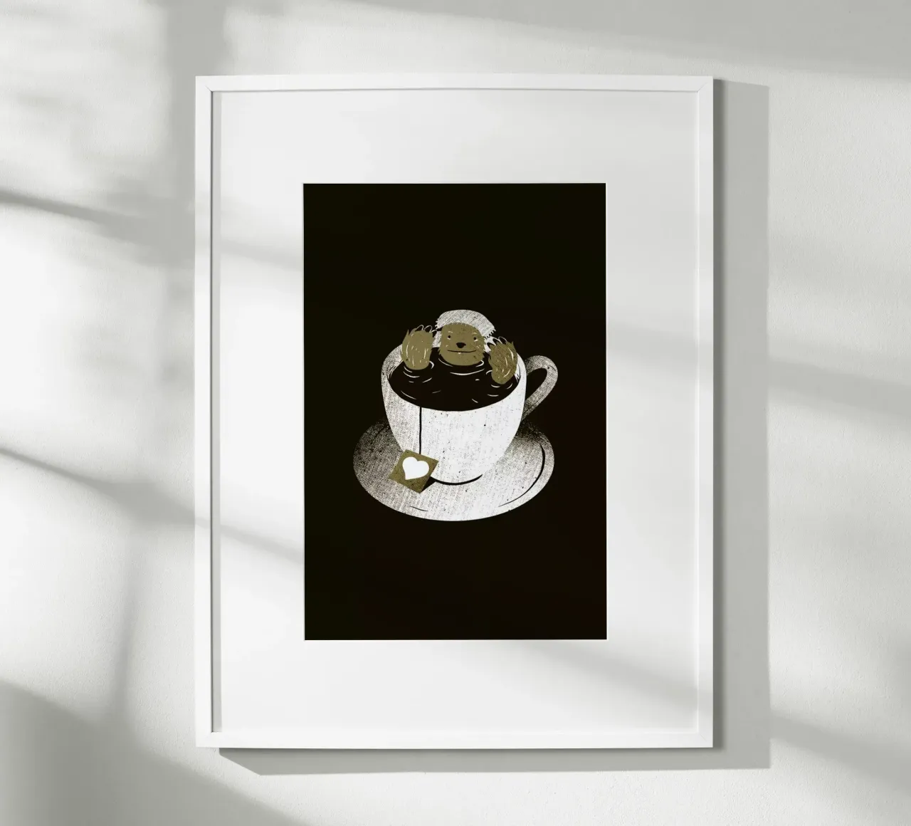 Monday Bath Sloth Coffee poster con telaio in legno da Tobe Fonseca