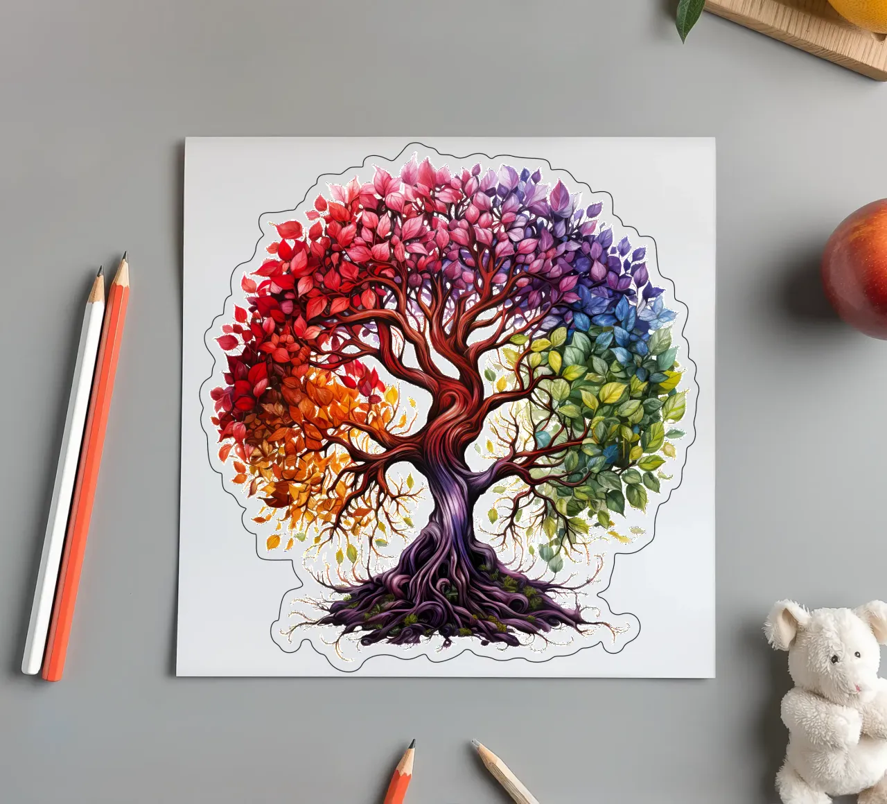 Bunter Baum des Lebens Stickerbogen von Spiritual Touch