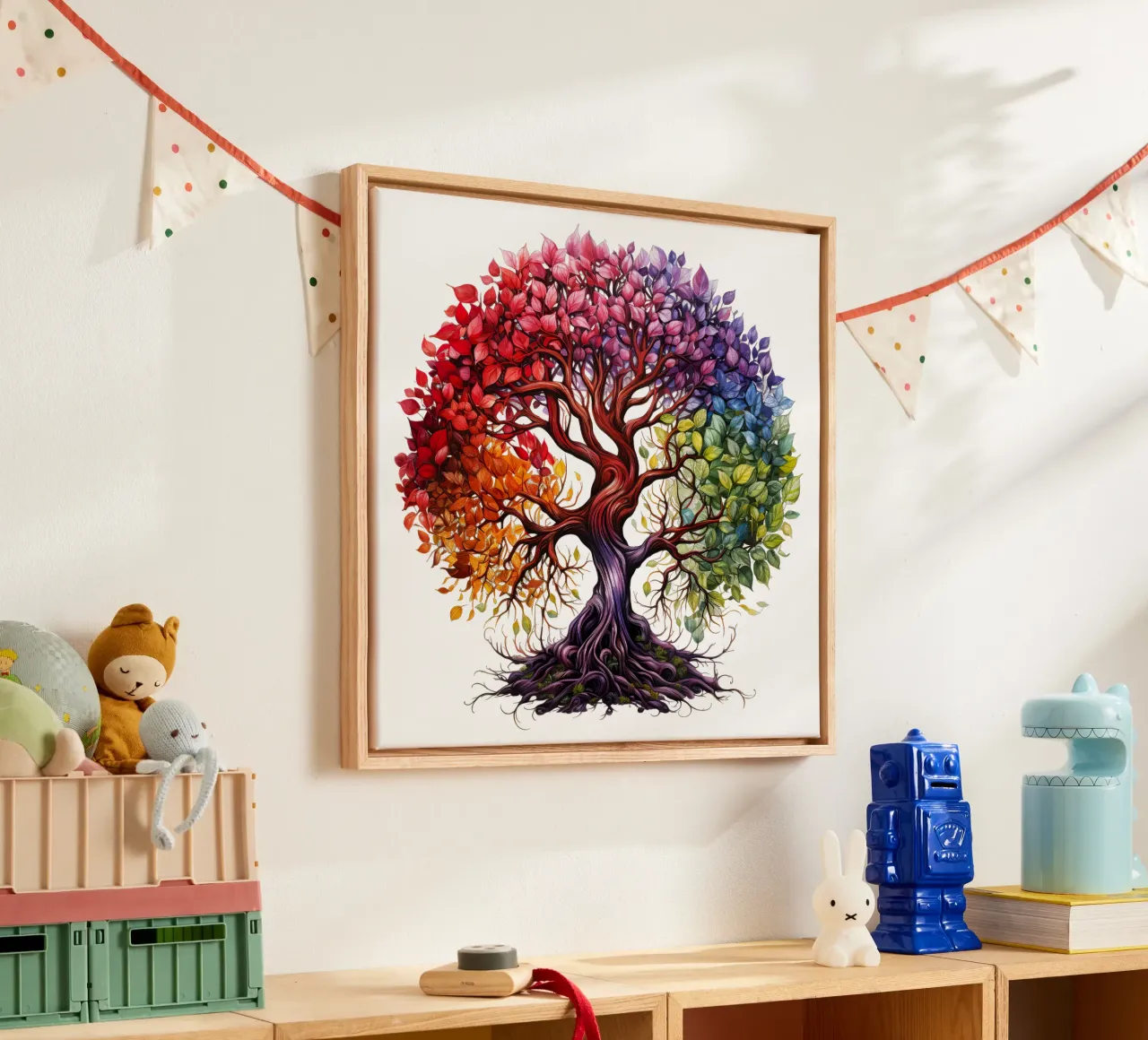 Albero della vita colorato tela con Cornice a cassetta da Spiritual Touch