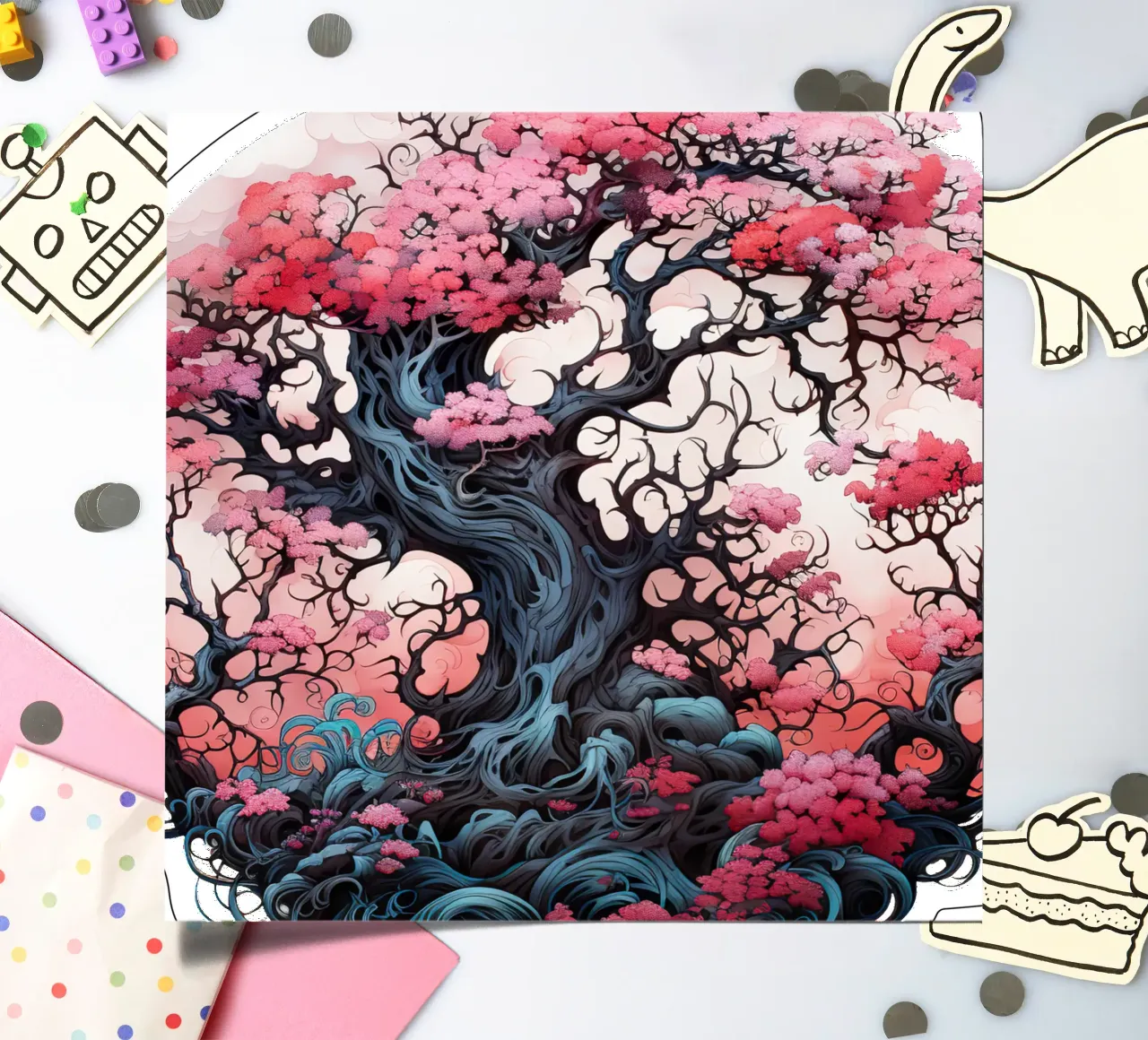 Bunter Baum des Lebens Stickerbogen von Spiritual Touch