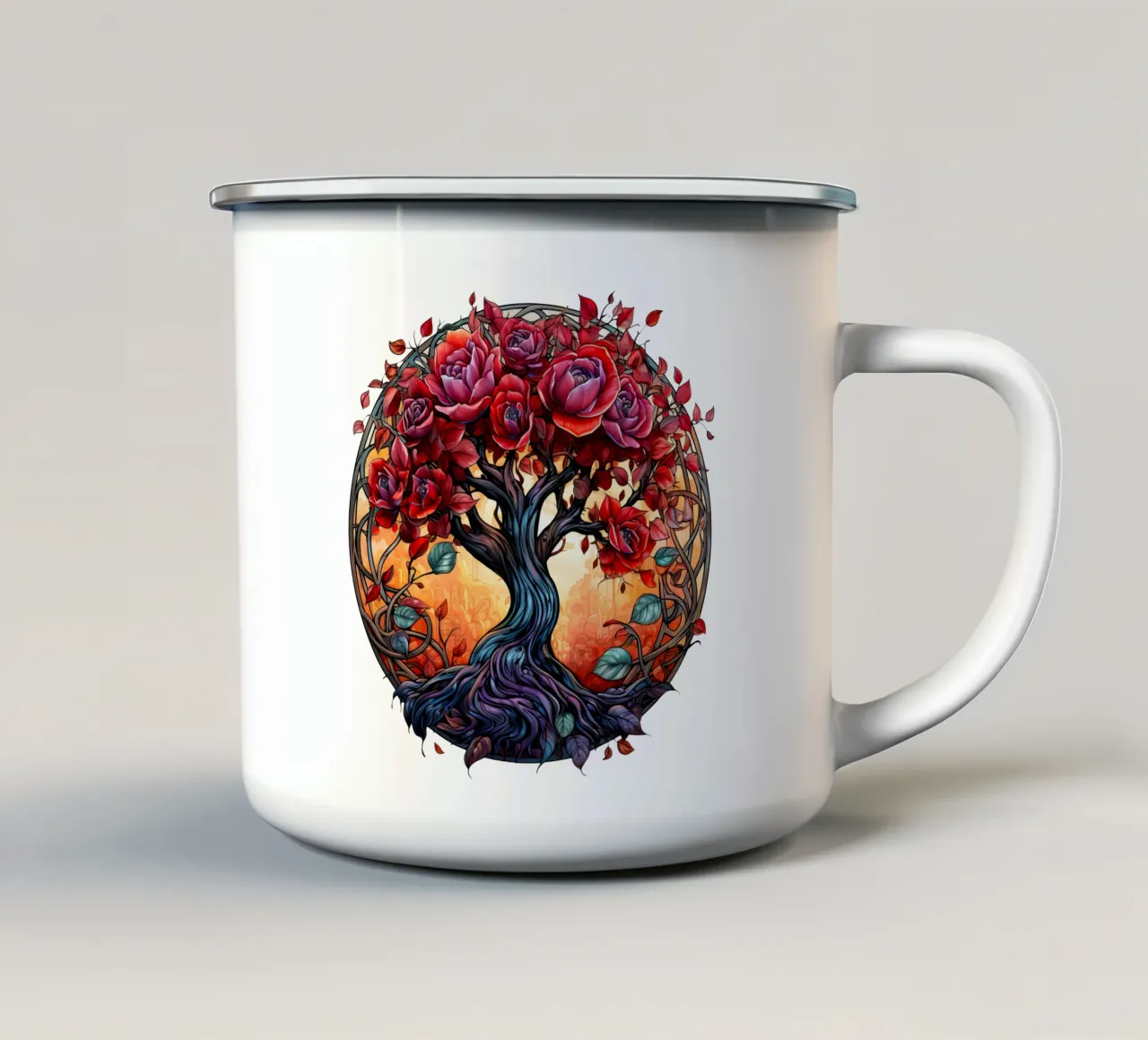 Albero della vita colorato tazza in smalto da Spiritual Touch