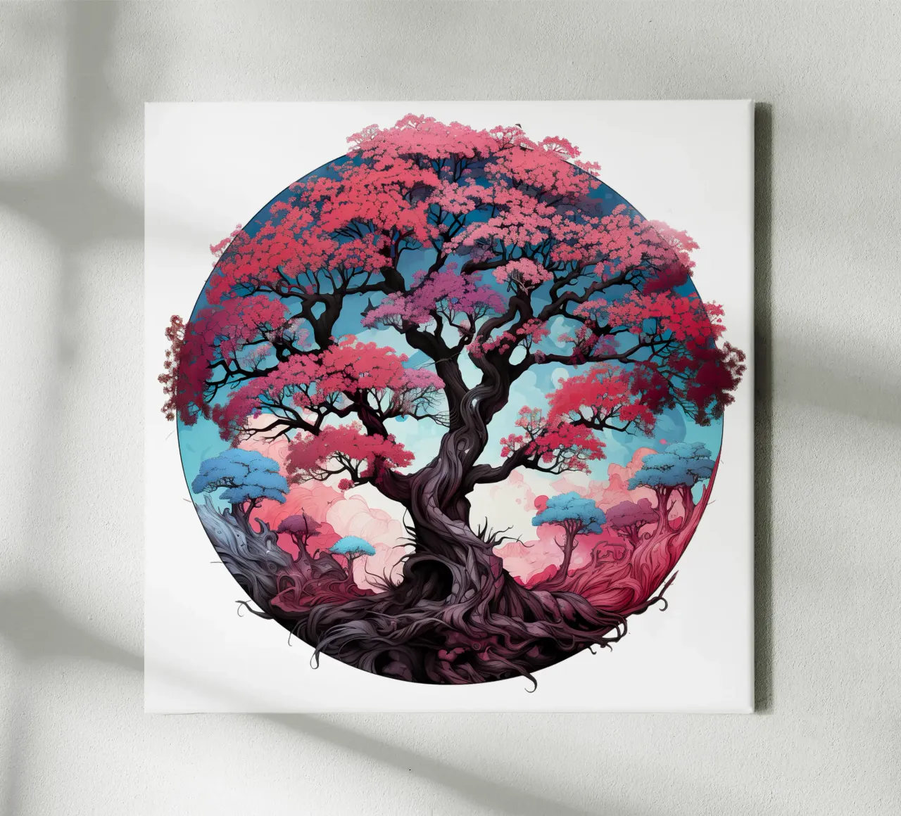Albero della vita colorato tela con Cornice a cassetta da Spiritual Touch