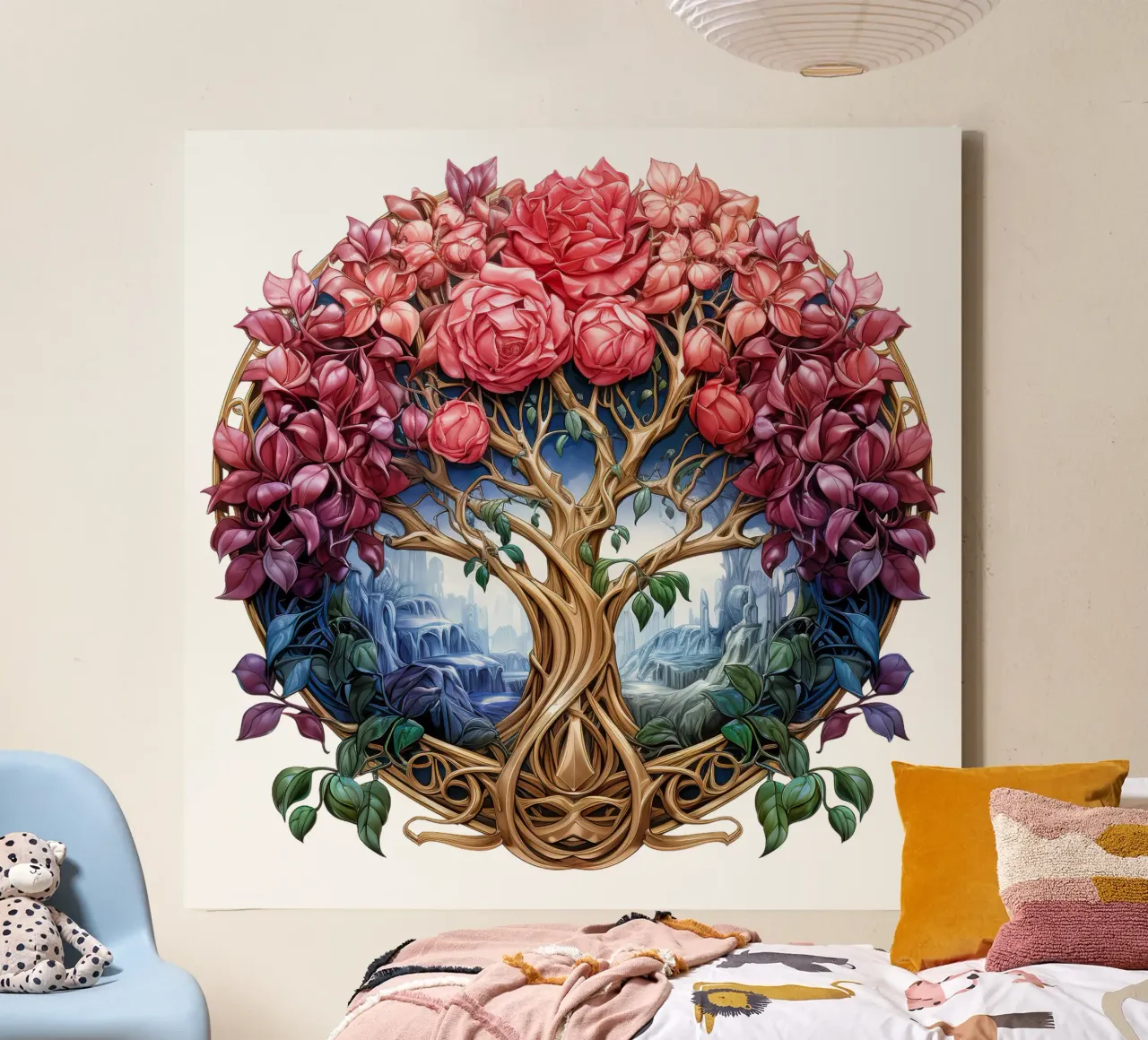 Albero della vita colorato tela con Cornice a cassetta da Spiritual Touch
