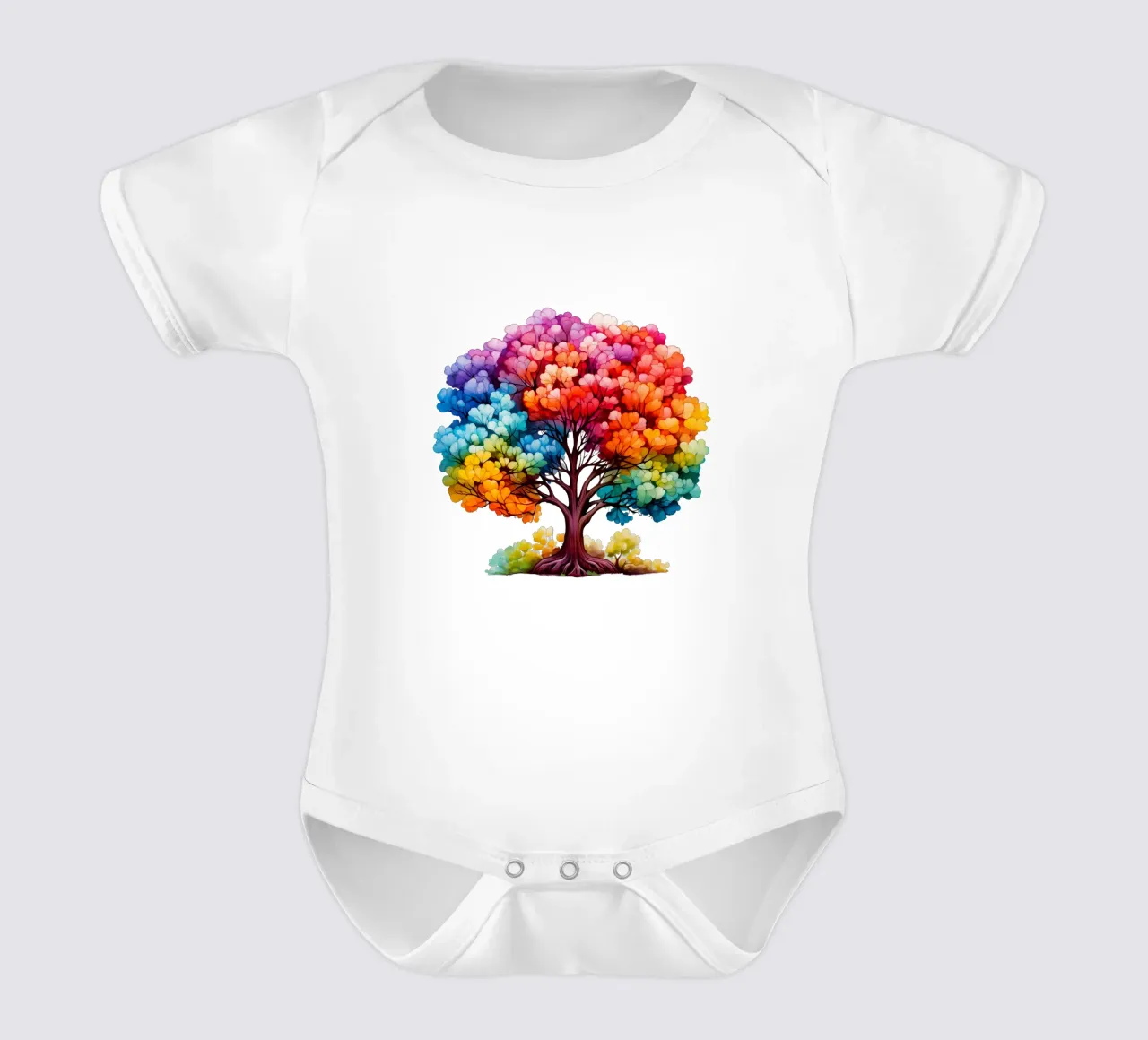 Colorful Tree of Life short-sleeve baby romper by Spiritual Touch