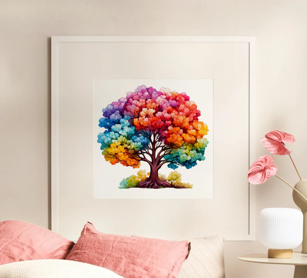 Albero della vita colorato poster con telaio in legno da Spiritual Touch
