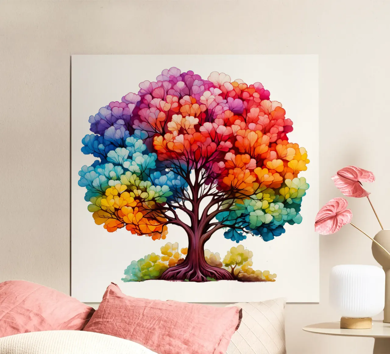 Albero della vita colorato poster con telaio in legno da Spiritual Touch