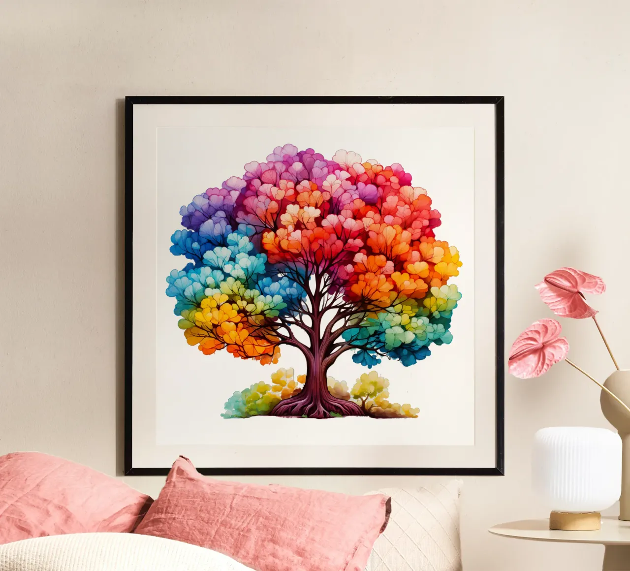 Albero della vita colorato poster con telaio in legno da Spiritual Touch
