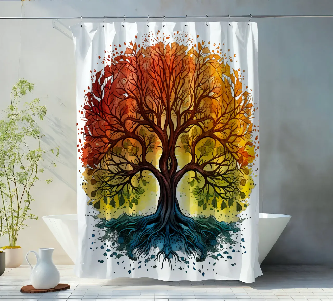 Colorful Tree of Life shower curtain by Spiritual Touch
