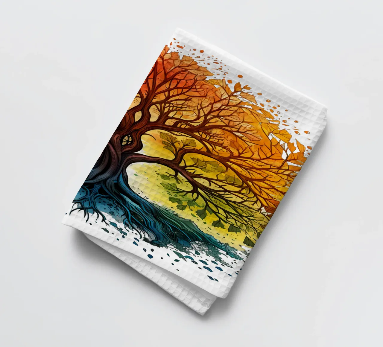 Colorful Tree of Life tea towel by Spiritual Touch