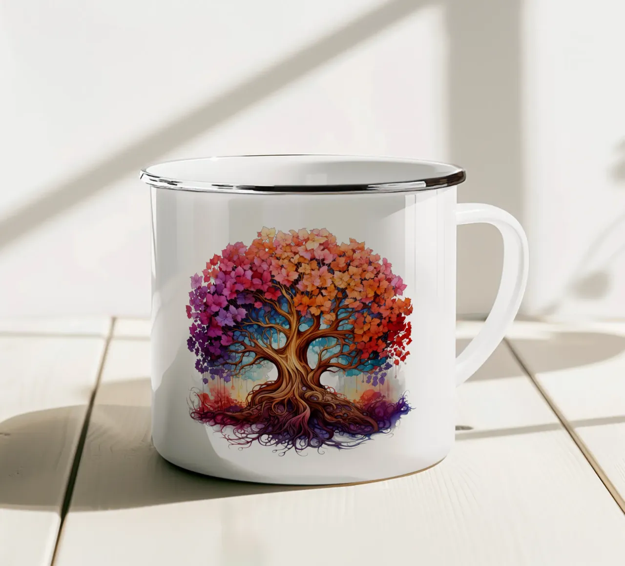 Albero della vita colorato tazza in smalto da Spiritual Touch