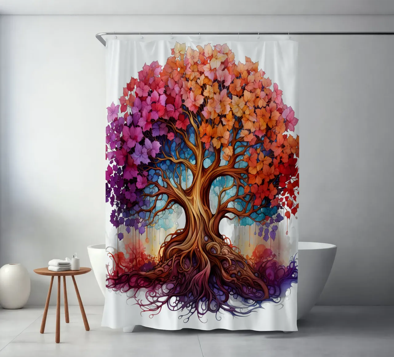 Albero della vita colorato tenda da doccia da Spiritual Touch