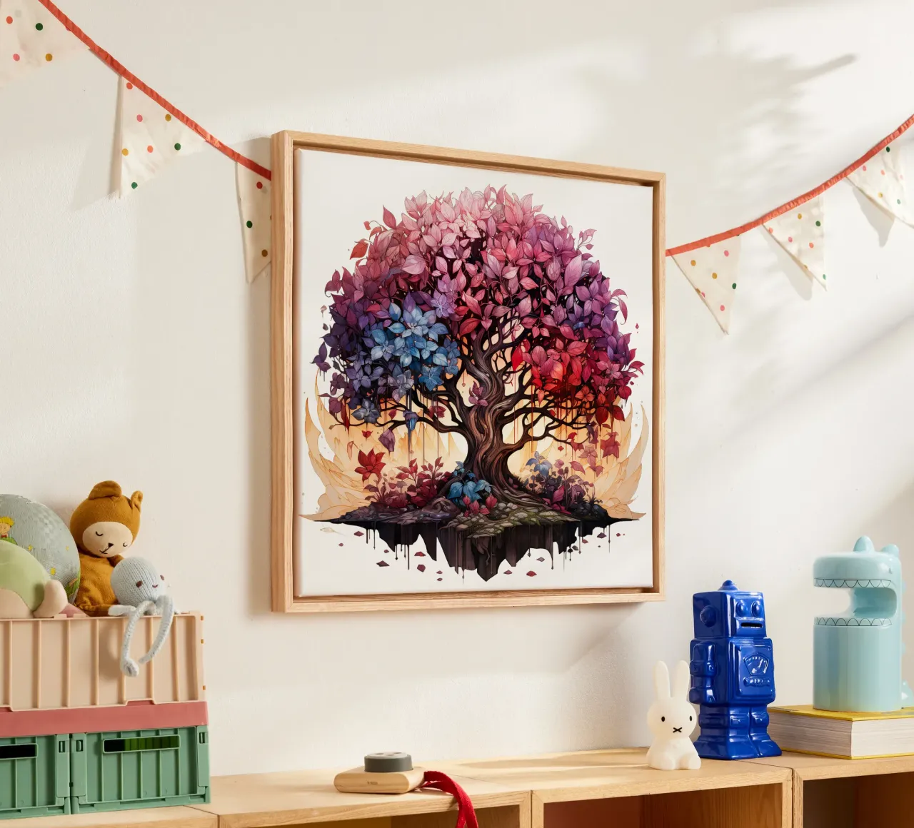 Albero della vita colorato tela con Cornice a cassetta da Spiritual Touch