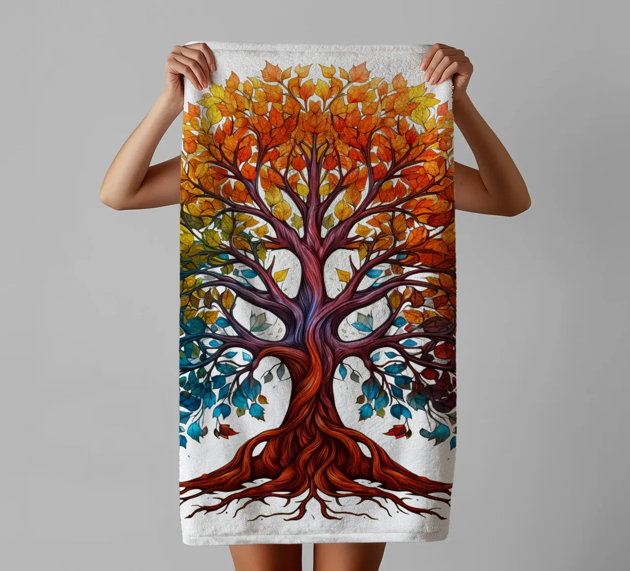Albero della vita colorato asciugamano da bagno da Spiritual Touch