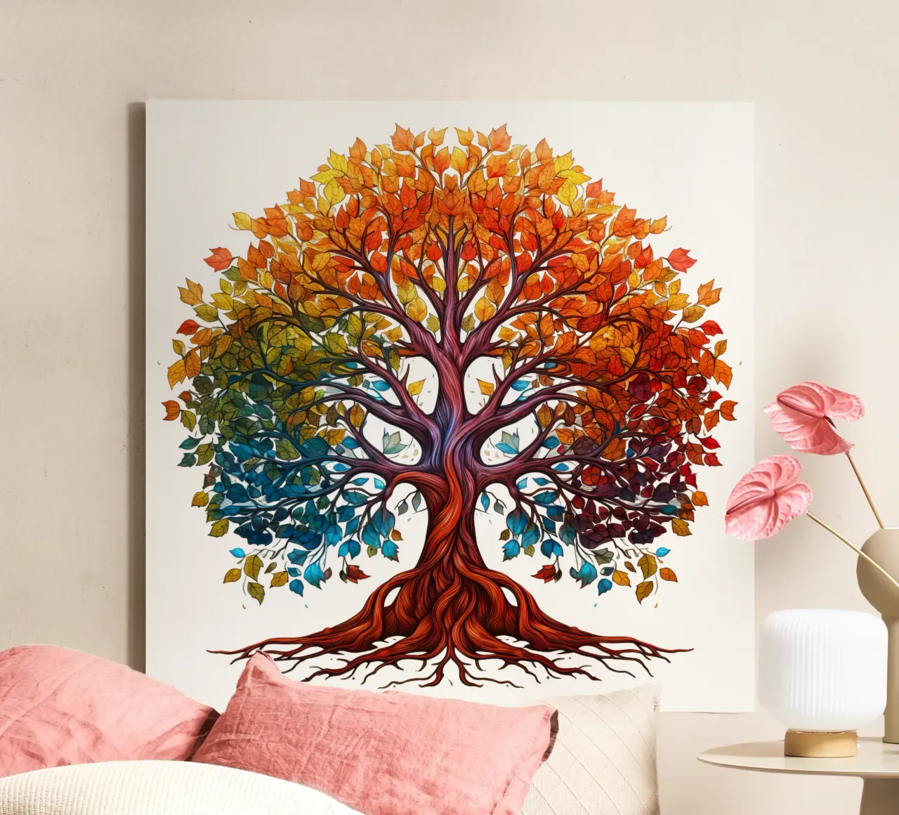Albero della vita colorato tela con Cornice a cassetta da Spiritual Touch