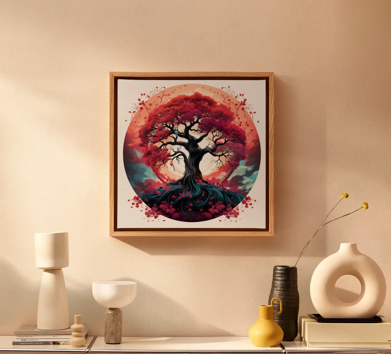 Albero della vita colorato tela con Cornice a cassetta da Spiritual Touch