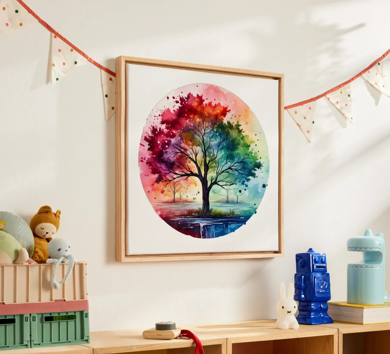 Albero della vita colorato tela con Cornice a cassetta da Spiritual Touch
