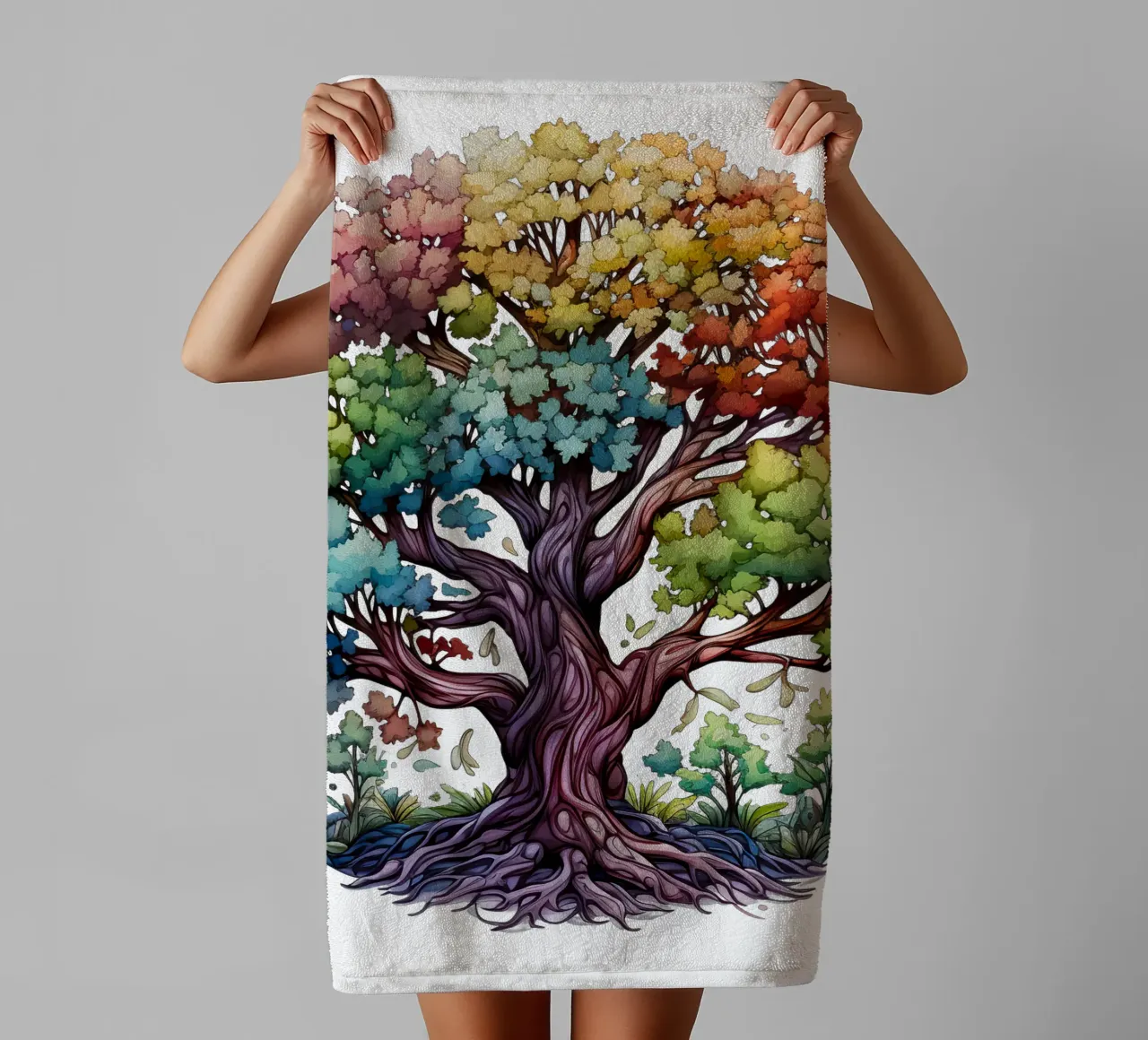 Albero della vita colorato asciugamano da bagno da Spiritual Touch
