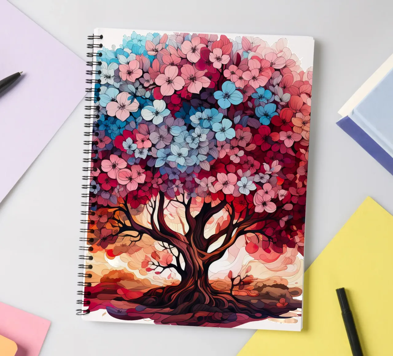 Bunter Baum des Lebens Ringbuch von Spiritual Touch