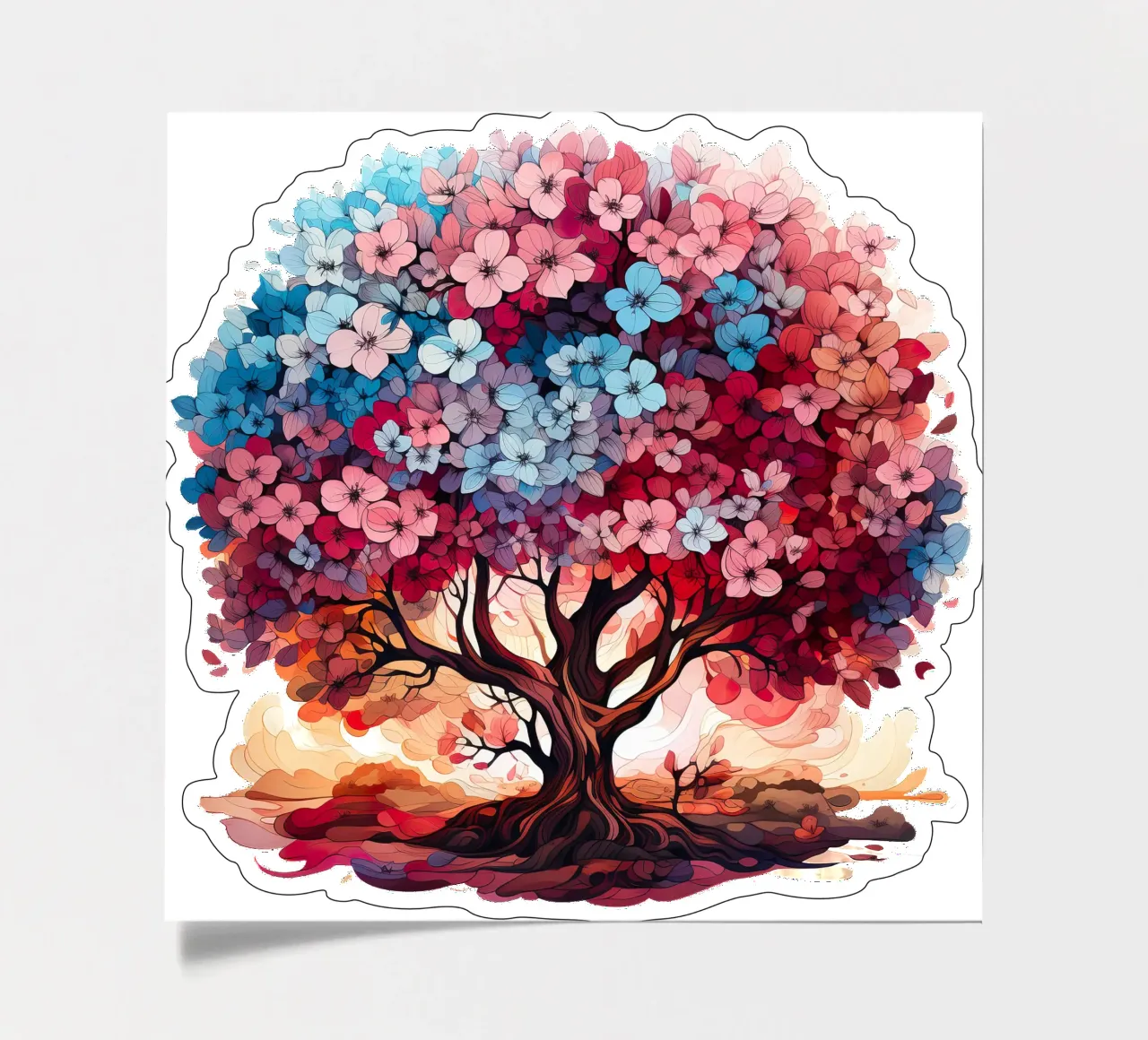 Bunter Baum des Lebens Stickerbogen von Spiritual Touch