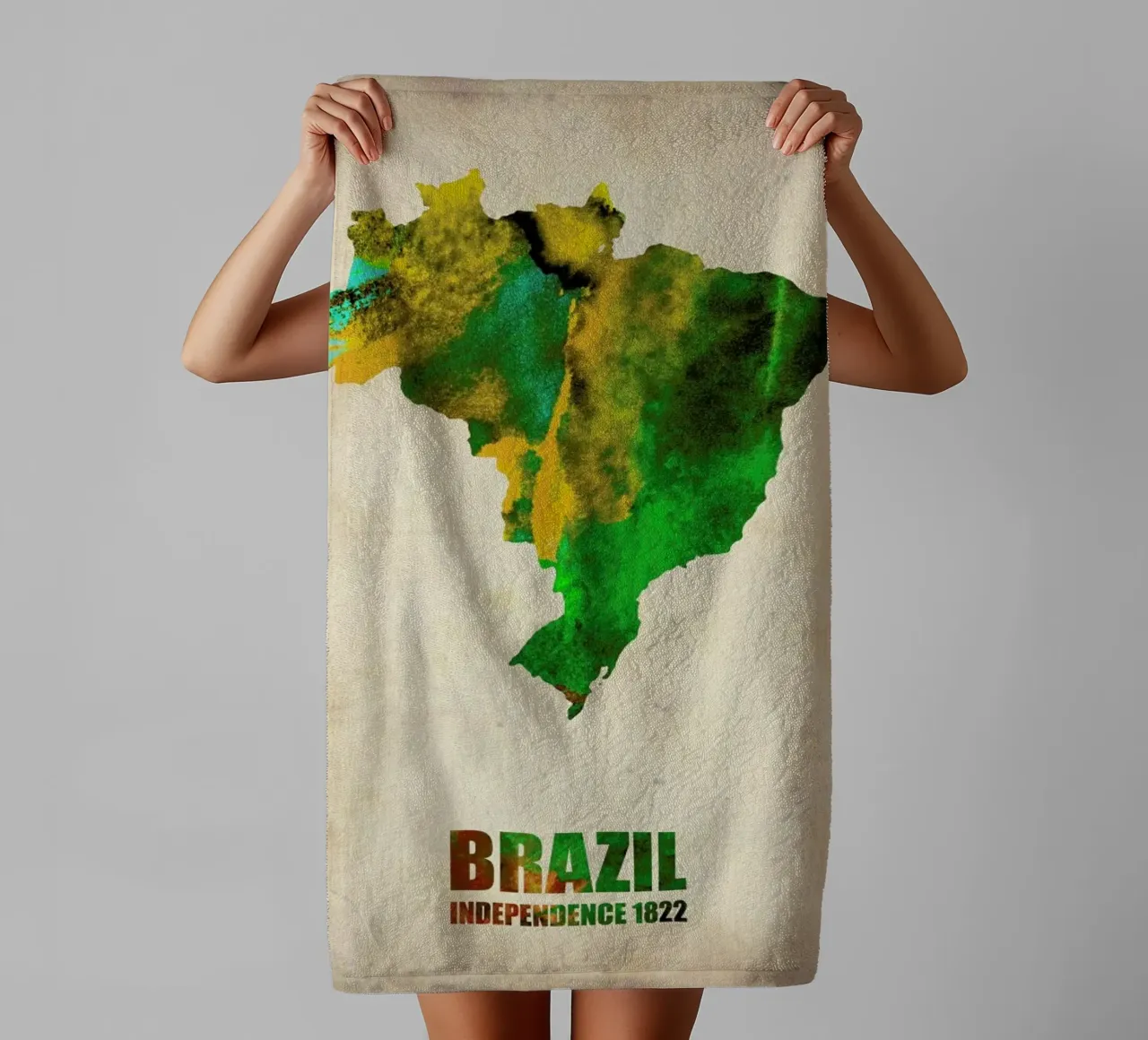 Brazil Watercolor Map asciugamano da bagno da Naxart