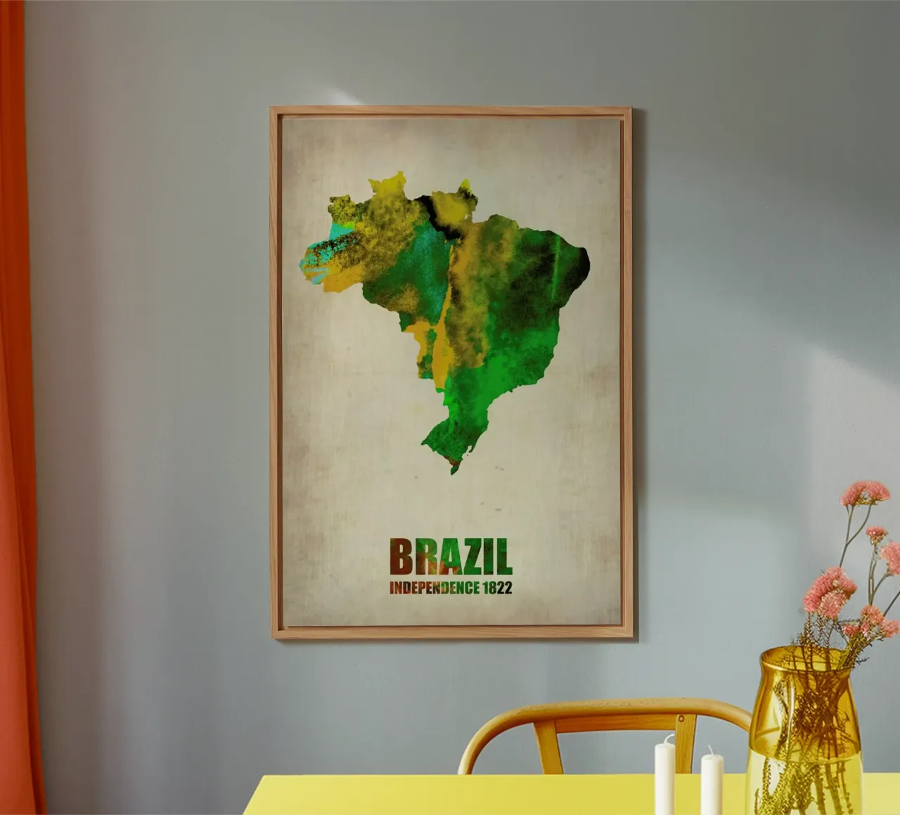 Brazil Watercolor Map alluminio dibond da Naxart