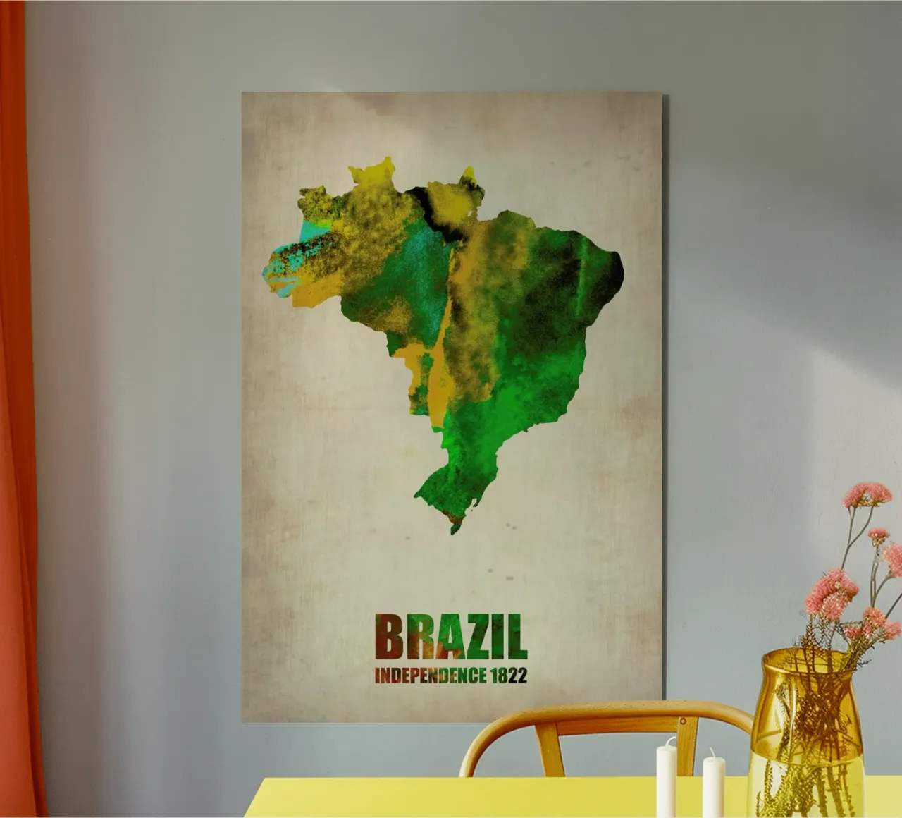 Brazil Watercolor Map alluminio dibond da Naxart