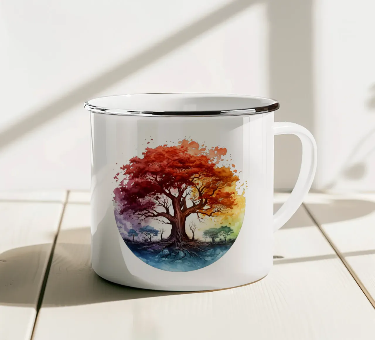 Albero della vita colorato tazza in smalto da Spiritual Touch