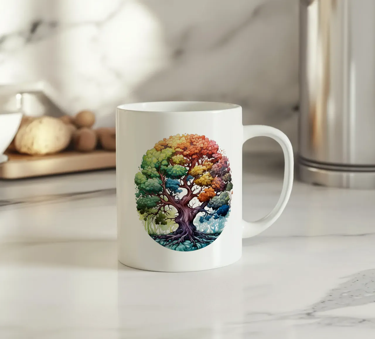 Albero della vita colorato tazza in ceramica da Spiritual Touch