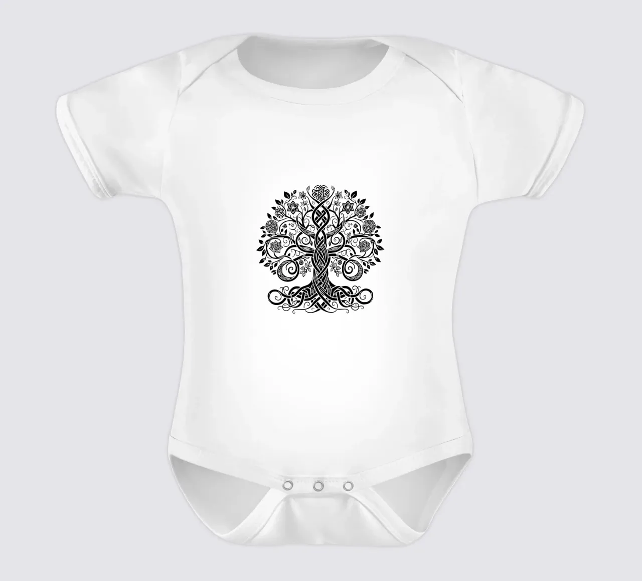 Albero della vita in bianco e nero body neonato maniche corte da Spiritual Touch