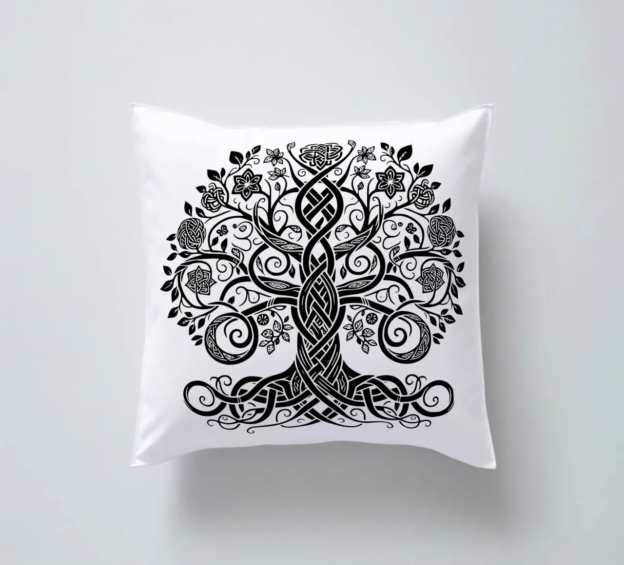 Albero della vita in bianco e nero cuscino da Spiritual Touch