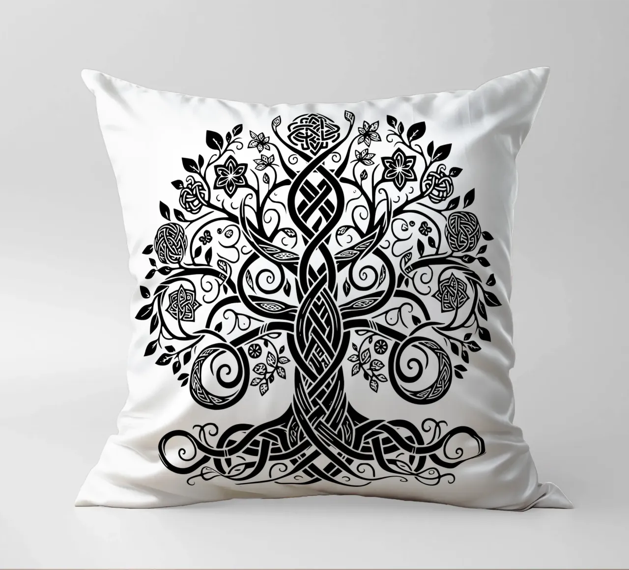 Albero della vita in bianco e nero cuscino da Spiritual Touch
