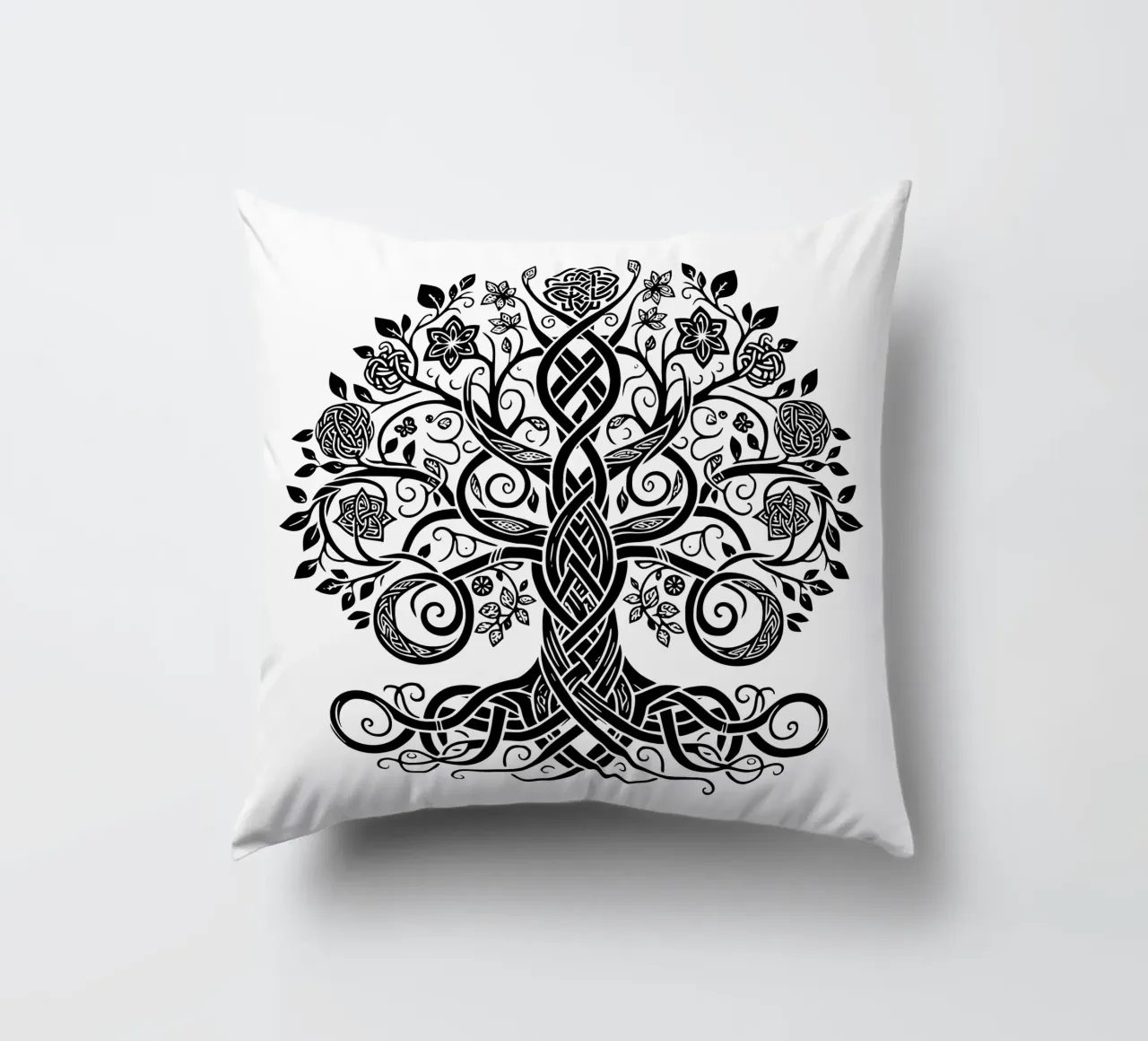 Albero della vita in bianco e nero cuscino da Spiritual Touch