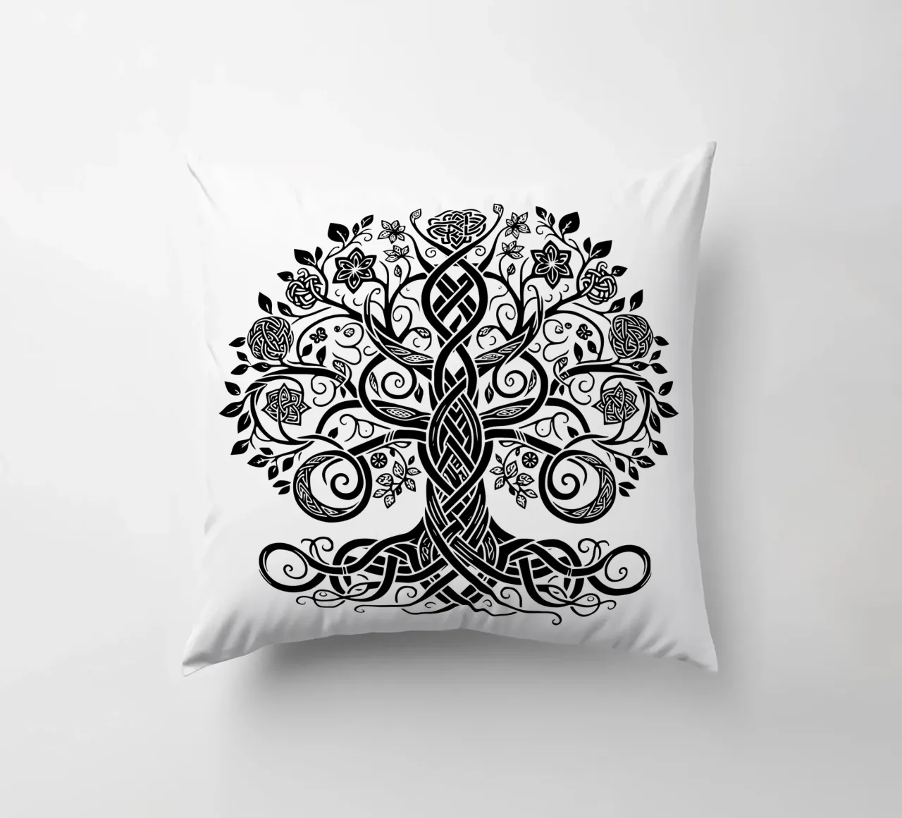 Albero della vita in bianco e nero cuscino da Spiritual Touch