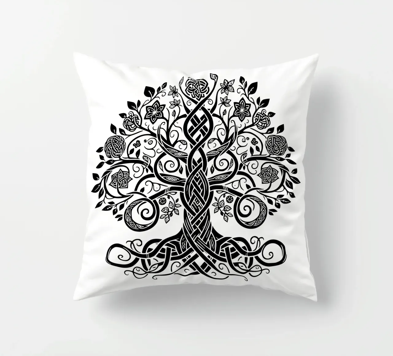 Albero della vita in bianco e nero cuscino da Spiritual Touch