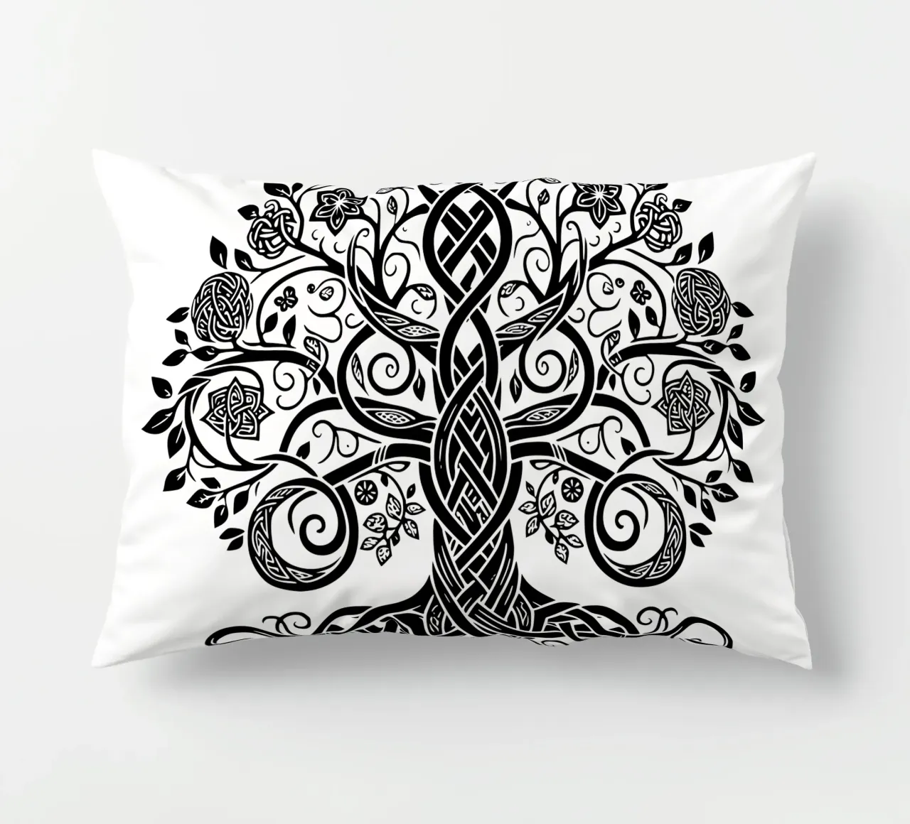 Albero della vita in bianco e nero cuscino da Spiritual Touch