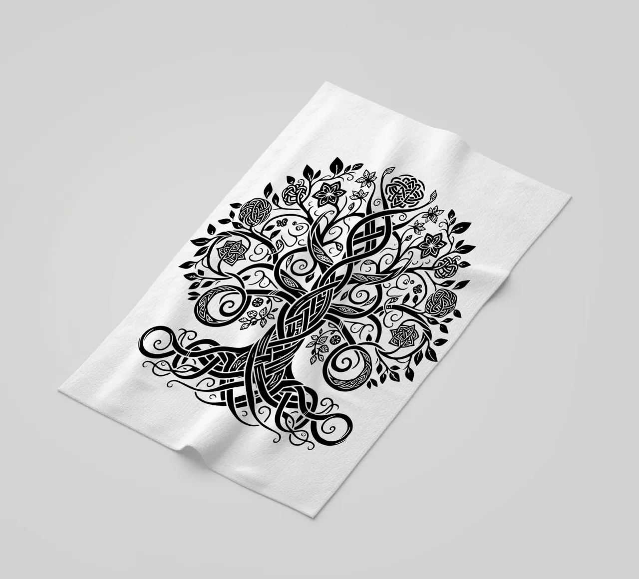 Albero della vita in bianco e nero telo mare da Spiritual Touch