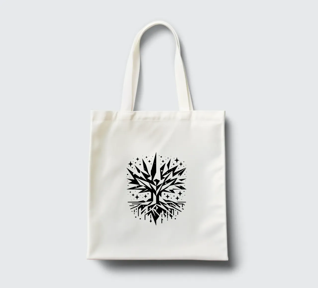 Albero della vita in bianco e nero borsa in juta da Spiritual Touch