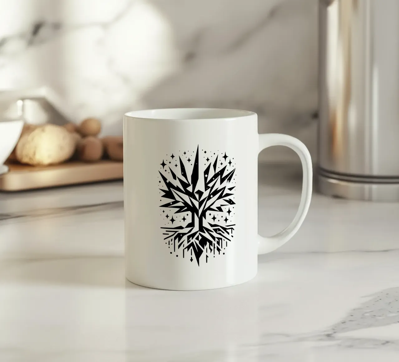 Albero della vita in bianco e nero tazza in ceramica da Spiritual Touch