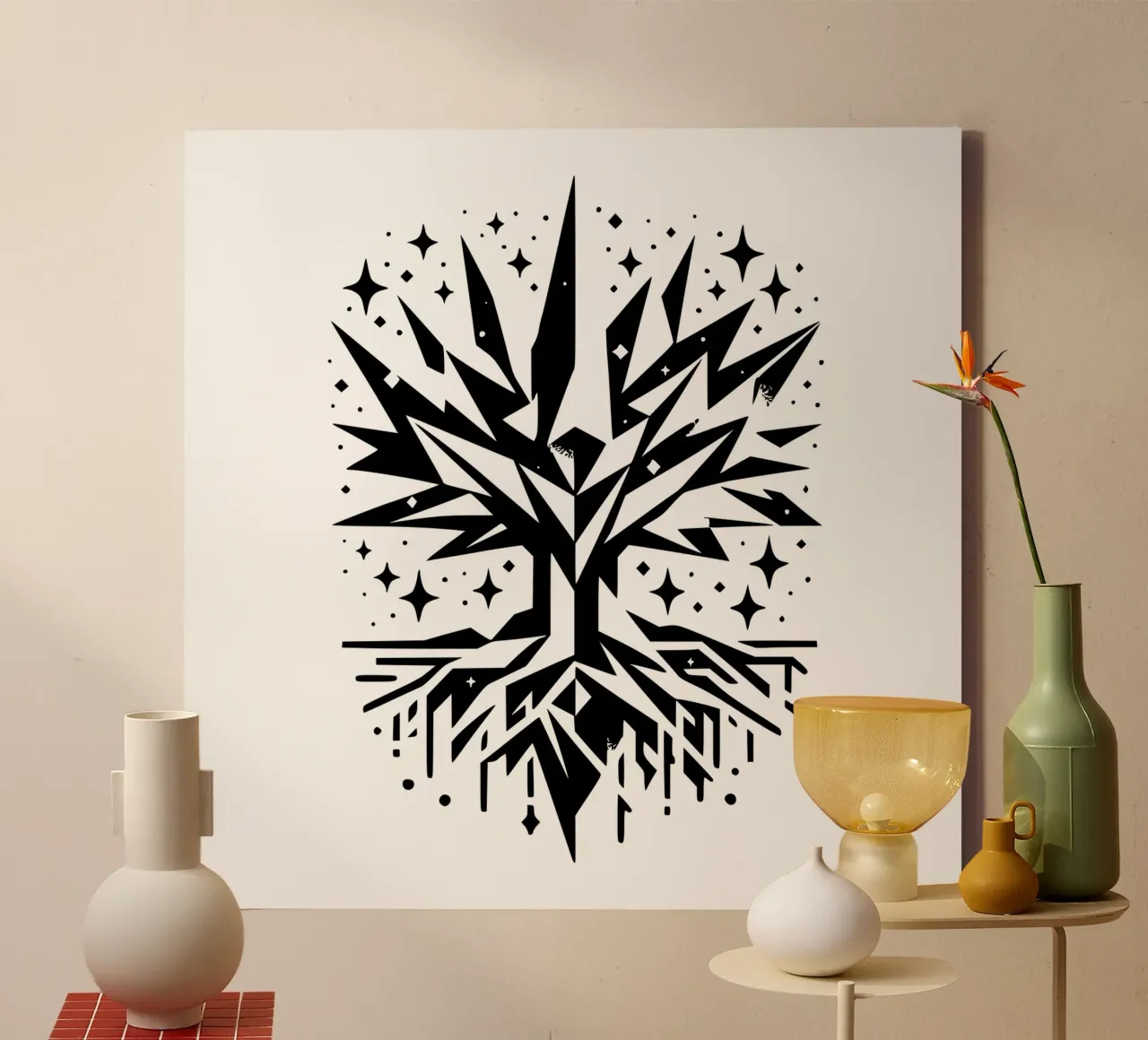 Albero della vita in bianco e nero tela con Cornice a cassetta da Spiritual Touch