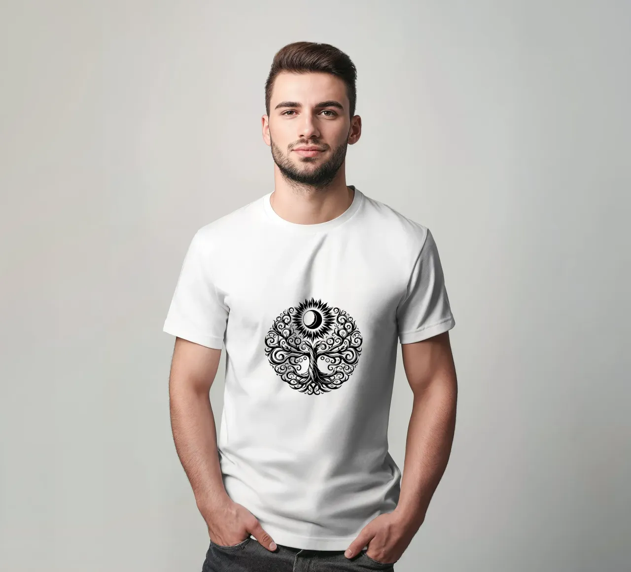 Albero della vita in bianco e nero t-shirt da Spiritual Touch