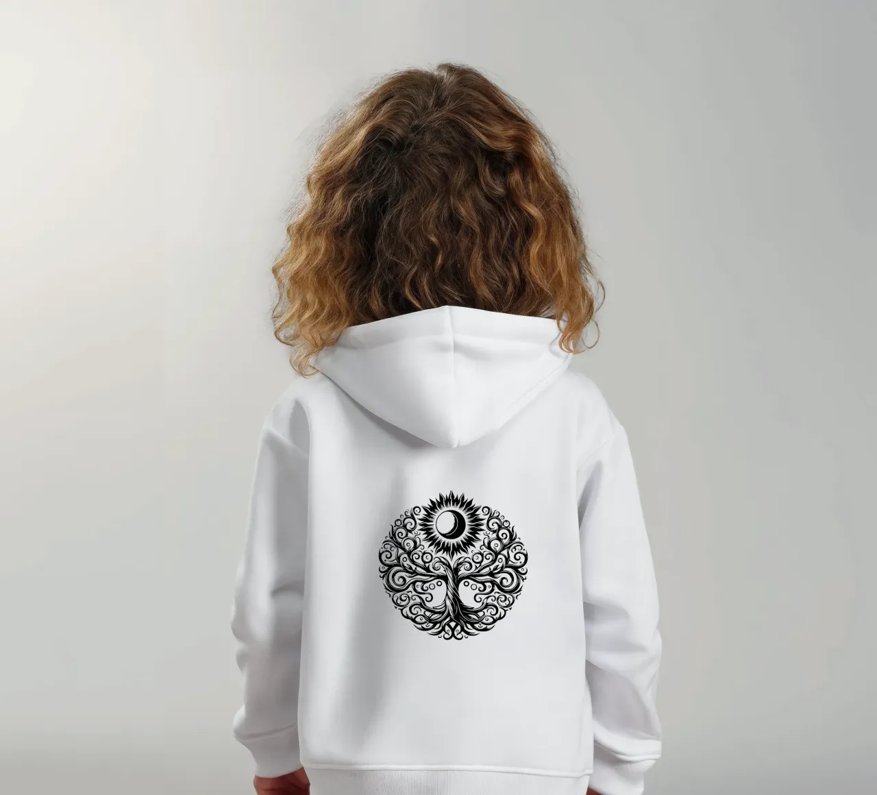 Albero della vita in bianco e nero felpa bambino con cappuccio da Spiritual Touch