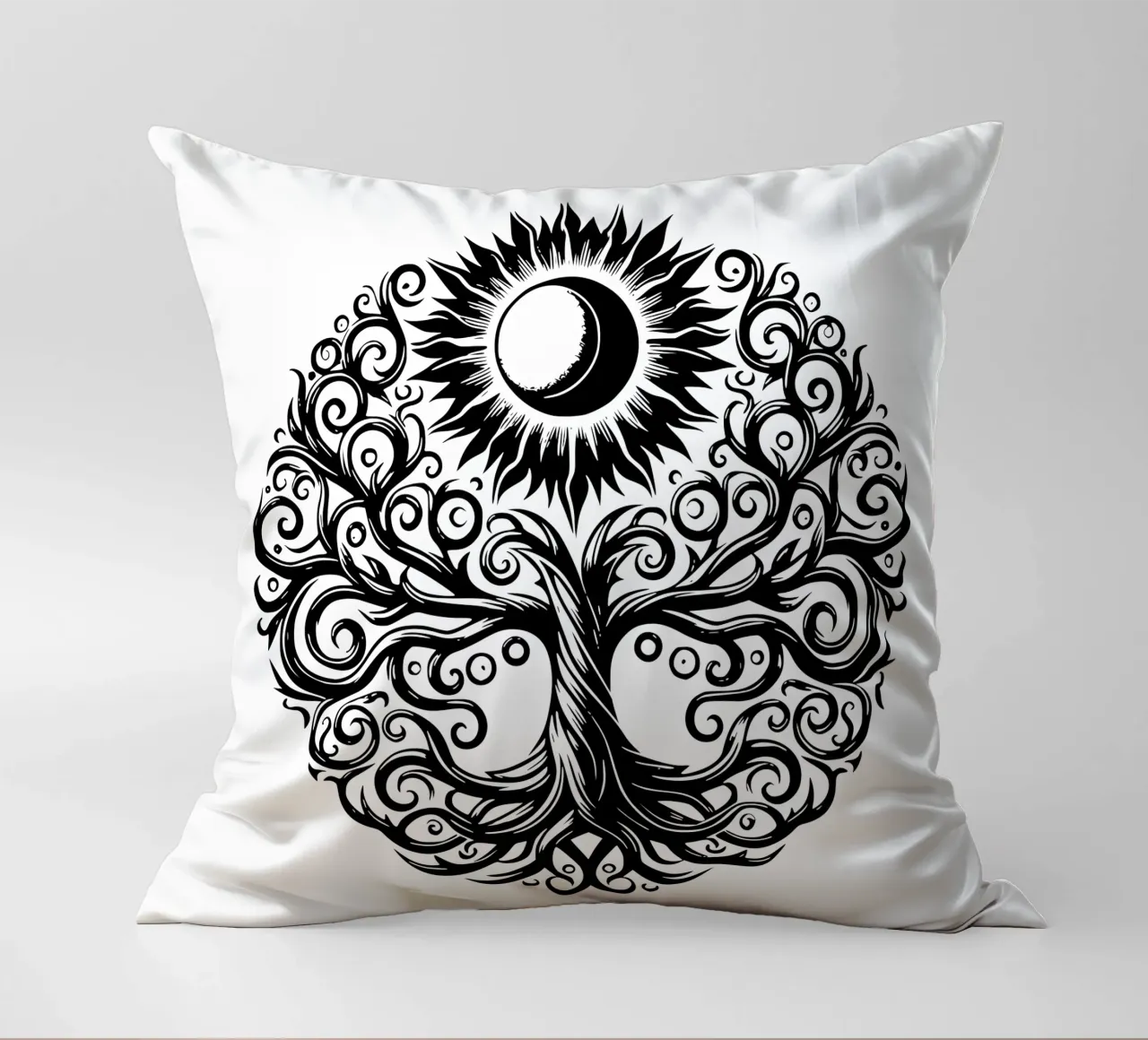 Albero della vita in bianco e nero cuscino da Spiritual Touch