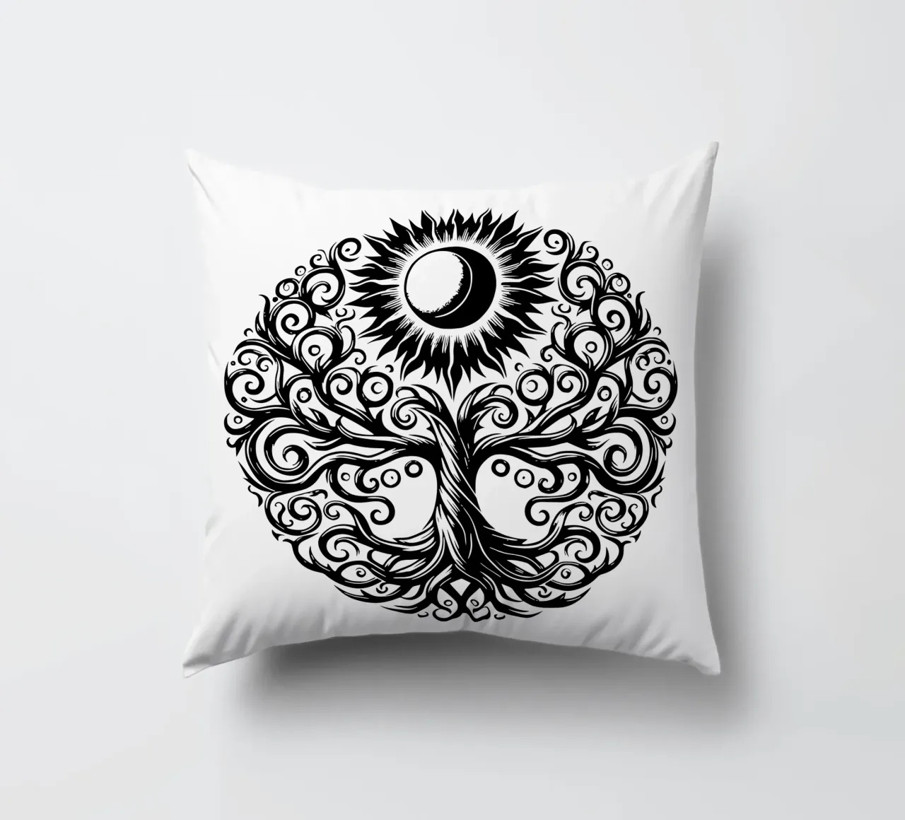 Albero della vita in bianco e nero cuscino da Spiritual Touch
