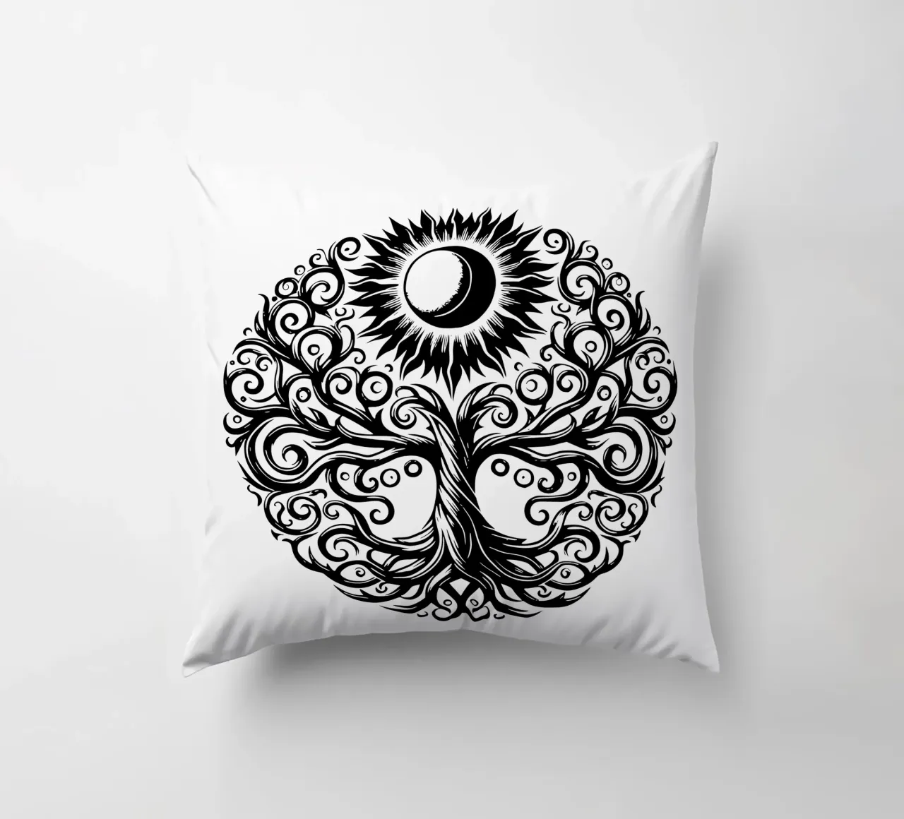 Albero della vita in bianco e nero cuscino da Spiritual Touch